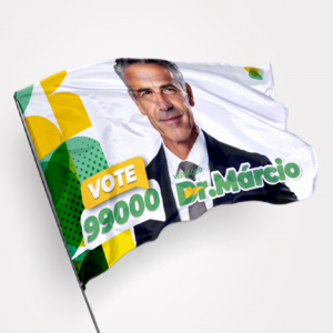 Bandeira em Tecido Política - Pequena Tecido Poliester 100x70cm 4x0 - Impressão Ultra HD Sublimática  Com Haste Manual 