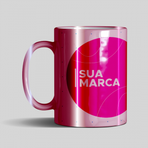 Caneca Cromada Pink Porcelana - 12,5x8x9,5 cm 4x0 - Colorido Frente - Sublimação - 325ml - 