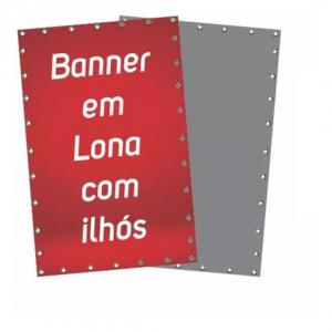 lona personalizada com ilhós Lona Brilho 340g  4x0 - Colorido Frente -  Ilhós 